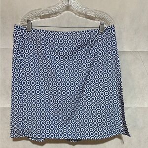 RipSkirt Hawaii Original Wrap Skirt Large Blue White Geometric Hook & Loop NWOT